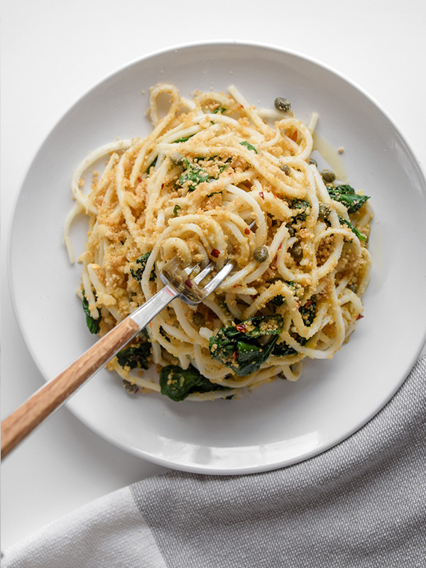 <p style="padding-left: 15px; padding-right:15px">No gluten? No problem.</p>
</br>
<span style="font-weight: bold">Italian Breadcrumb Pasta</span>
<p>Low-Carb & Grain-Free</p>